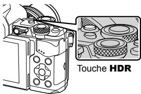 OLYMPUS E-M5 MARK II - Sélectionnez un réglage en faisant tourner la molette arrière tout en maintenant enfoncé la touche HDR. - 1