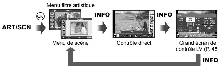 OLYMPUS E-M5 MARK II - Comment afficher les écrans de contrôle - 3
