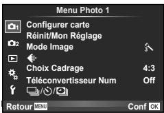 OLYMPUS E-M5 MARK II - Utilisation du Menu Photo 1/Menu Photo 2 - 1