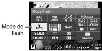 OLYMPUS E-M5 MARK II - Appuyez sur la touche Ⓞ et sélectionnez le mode flash. - 1