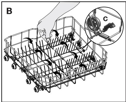 BEKO DFN2432S - Tiges du panier inférieur rétractables (4 & 8 pièces) (varie selon le modèle) - 3