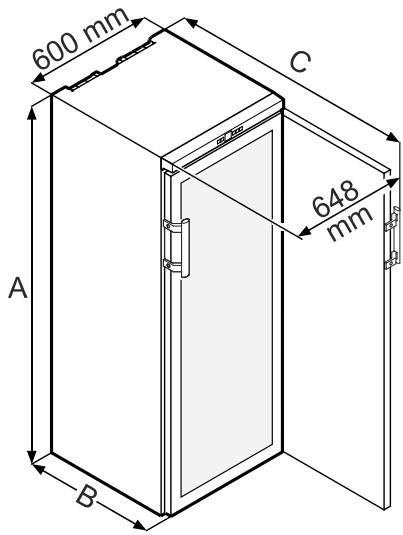 LIEBHERR WK 201 - Dimensions de l'appareil - 1