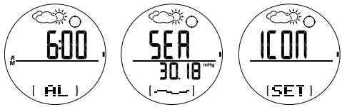 OREGON SCIENTIFIC MONTRE RÉGATE BOUSSOLE - Régler l'alarme d'altitude / le niveau de la mer/les ICONES méteorologiques - 1