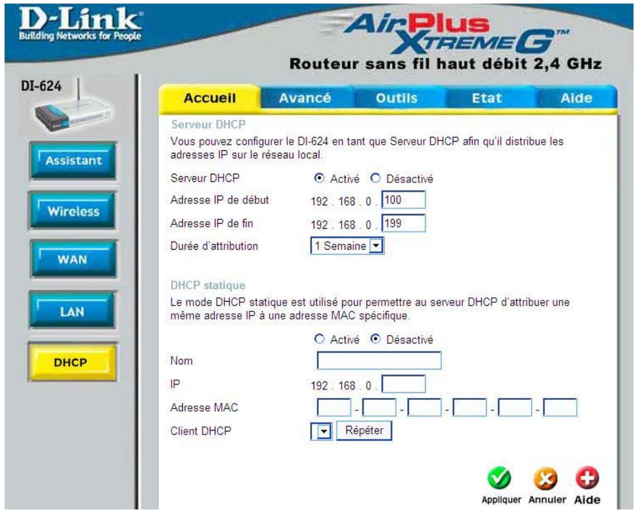 D-LINK DI-624 WIRELESS - Utilisation du menu de configuration (suite) - 1