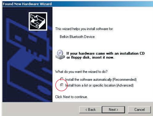 BELKIN ADAPTATEUR USB BLUETOOTH™-100 MÈTRES #F8T012FR - Hardver telepitése Windows® 98 SE, Me, 2000 vagy XP esétében - 1