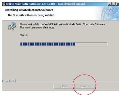 BELKIN ADAPTATEUR USB BLUETOOTH™-100 MÈTRES #F8T012FR - Opsætning af software til Windows 98 SE, Me, 2000 og XP - 1