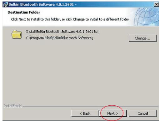 BELKIN ADAPTATEUR USB BLUETOOTH™-100 MÈTRES #F8T012FR - Software Setup for Windows 98 SE, Me, 2000, and XP - 3
