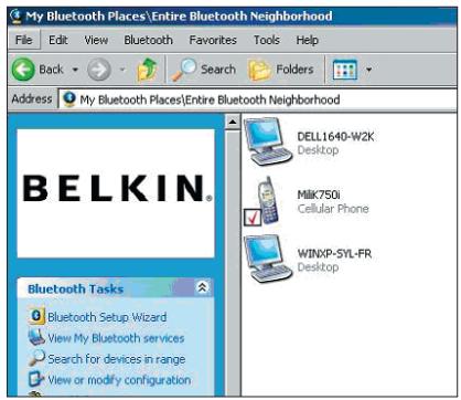 BELKIN ADAPTATEUR USB BLUETOOTH™-100 MÈTRES #F8T012FR - Verwenden der Belkin Bluetooth-Software - 1