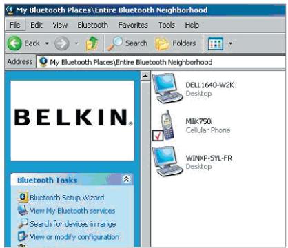 BELKIN ADAPTATEUR USB BLUETOOTH™-100 MÈTRES #F8T012FR - Používání softwaru Belkin Bluetooth - 1