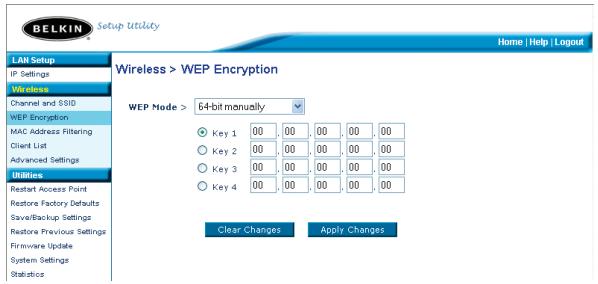 BELKIN POINT D'ACCÉS 802.11B #F5D6130FR - WEP-encryptie instellen, met behulp van een passphrase - 2