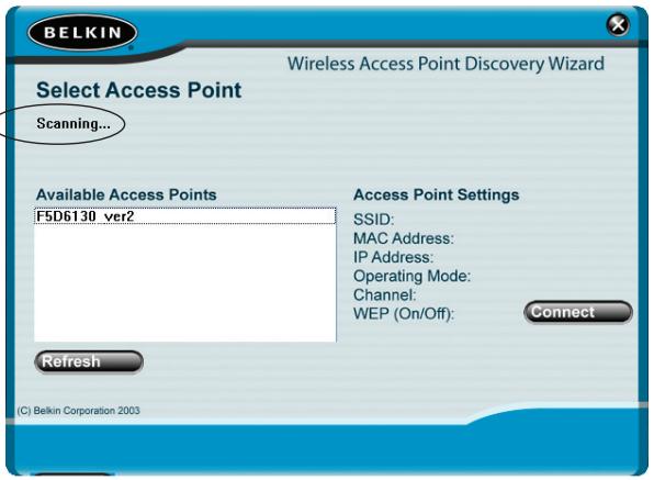 BELKIN POINT D'ACCÉS 802.11B #F5D6130FR - KONFIGURIEREN DES ACCESS POINT MIT DEM ERKENNUNGS-ASSISTENTEN - 1