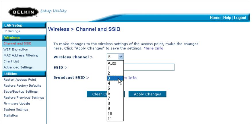 BELKIN POINT D'ACCÉS 802.11B #F5D6130FR - Changing the Wireless Channel - 1