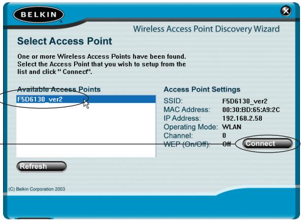BELKIN POINT D'ACCÉS 802.11B #F5D6130FR - KONFIGURIEREN DES ACCESS POINT MIT DEM ERKENNUNGS-ASSISTENTEN - 2