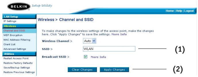 BELKIN POINT D'ACCÉS 802.11B #F5D6130FR - como modificar el nombre de red inalámbrica (SSID) - 1