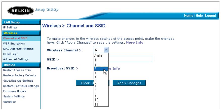 BELKIN POINT D'ACCÉS 802.11B #F5D6130FR - Modification du canal sans fil - 1
