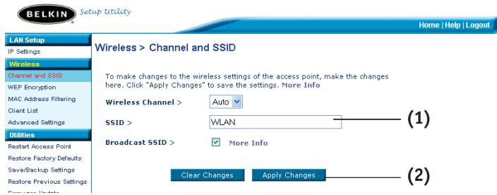 BELKIN POINT D'ACCÉS 802.11B #F5D6130FR - De naam van het draadloos network (SSID) wijzigen - 1
