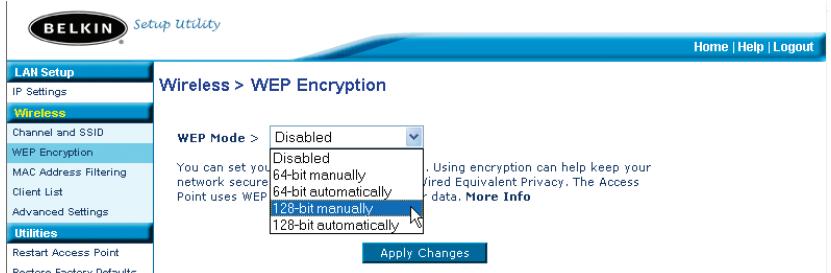 BELKIN POINT D'ACCÉS 802.11B #F5D6130FR - Setting WEP Encryption using a Passphrase - 1