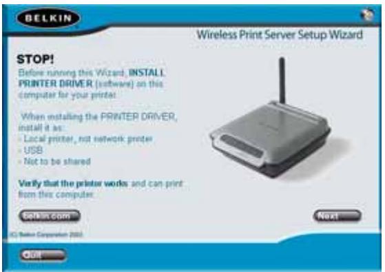 BELKIN SERVEUR D’IMPRESSION SANS FIL #F1UP0001FR - Assurez-vous que chaque ordinateur est en mesure d'imprimer sur l'imprimante USB avant d'installer le serveur d'impression USB sans fil. - 1