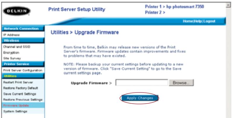 BELKIN SERVEUR D’IMPRESSION SANS FIL #F1UP0001FR - Interface Web - Mise à jour du microprogramme - 1