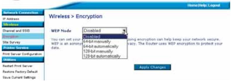 BELKIN SERVEUR D’IMPRESSION SANS FIL #F1UP0001FR - Interfaz de Web- Encryptación - 1