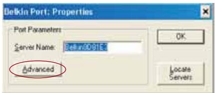 BELKIN SERVEUR D’IMPRESSION SANS FIL #F1UP0001FR - Ouverture du menu avancé du logiciel de surveillance des ports de Belkin - 2
