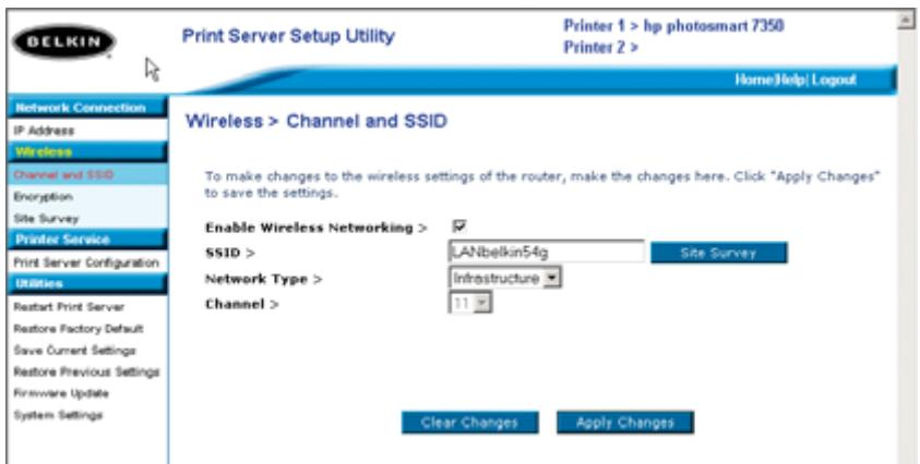 BELKIN SERVEUR D’IMPRESSION SANS FIL #F1UP0001FR - Internetschnittstelle - Kanal und SSID - 1