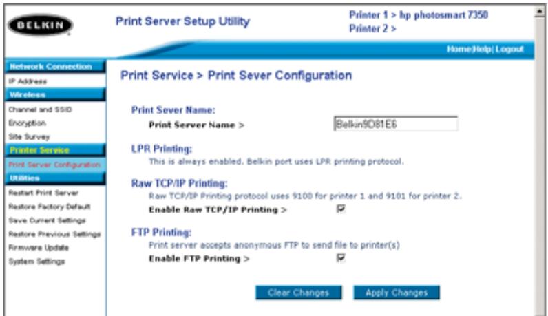 BELKIN SERVEUR D’IMPRESSION SANS FIL #F1UP0001FR - Web-interface - Configuratie printserver - 1