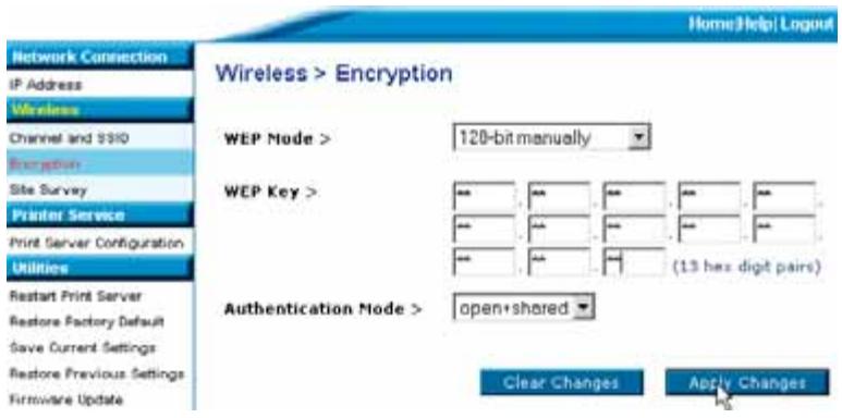 BELKIN SERVEUR D’IMPRESSION SANS FIL #F1UP0001FR - WEB Interface - Encryption (128-bit manually) - 1
