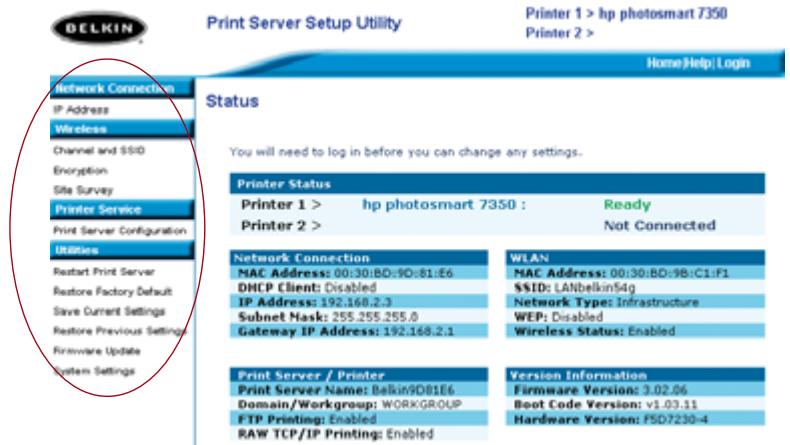 BELKIN SERVEUR D’IMPRESSION SANS FIL #F1UP0001FR - WEB-CONFIGRATIE - 1