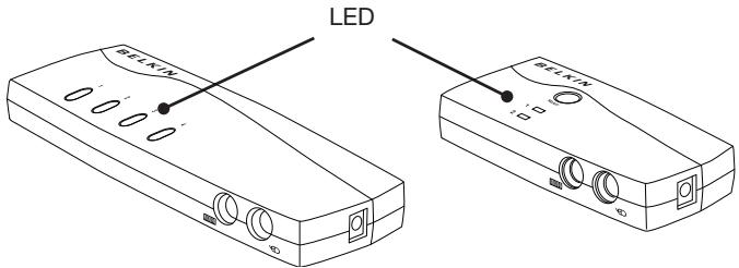 BELKIN SWITCH KVM 4 PORTS OMNIVIEW E (AVEC 4 CÂBLES) #F1DB104P2EAB - Een computer selecteren met behulp van de poortkeuzeknoppen - 1