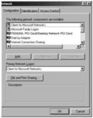 BELKIN CARTE PCI RÉSEAU DE BUREAU #F5D5000ED - Vérification de la configuration de l'hôte Windows 98 SE - 1