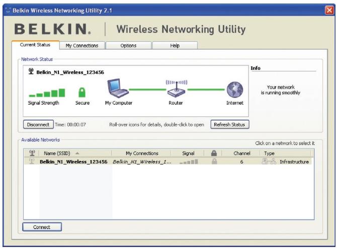 BELKIN CARTE RÉSEAU SANS FIL N1 POUR ORDINATEUR DE BUREAU #F5D8001FR - Accès à l'Utilitaire réseau sans fil à partir de la barre des tâches Windows - 2