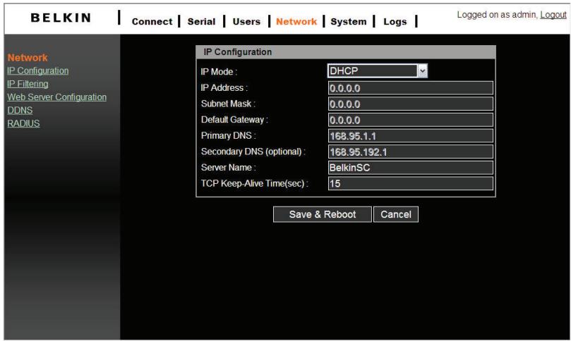 BELKIN SERVEUR DE CONSOLE SÉRIE OMNIVIEW #F1DP116SEA - Configuration de l'adresse IP : - 1
