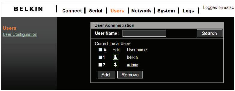BELKIN SERVEUR DE CONSOLE SÉRIE OMNIVIEW #F1DP116SEA - Directives pour le nom d'utilisateur et mot de passe requis - 1