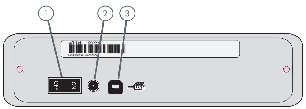 LACIE D2 DVD±RW 22X USB WITH LIGHTSCRIBE - Vue arrière (USB 2.0) - 1