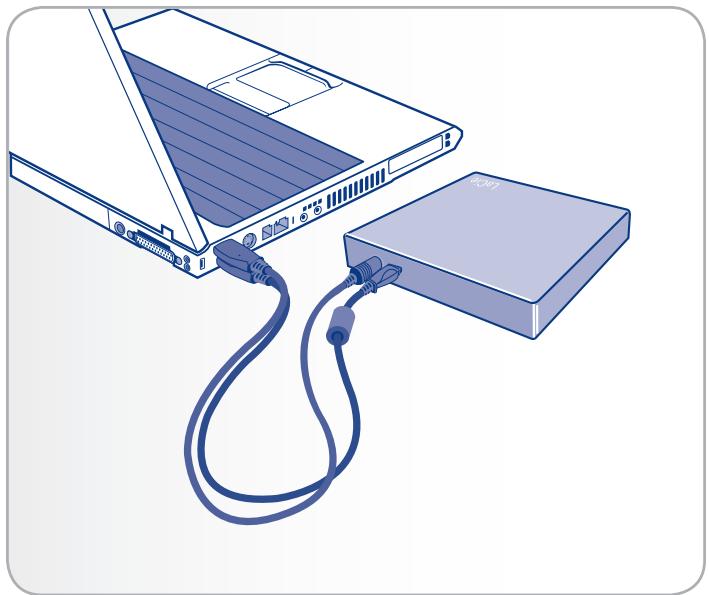 LACIE PORTABLE DVD±RW PC - Connexion d'un câble d'alimentation partagée USB (en option) - 1