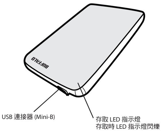 BUFFALO HD-PV : JUSTSTORE™ PORTABLE - LED指示燈和連接 - 1