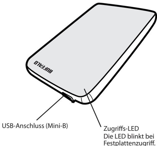 BUFFALO HD-PV : JUSTSTORE™ PORTABLE - LED-Anzeigen und Anschlüsse - 1