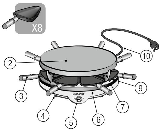 LAGRANGE RACLETTE 8 PIERRE 2 EN 1 129 014V - Raclette 8 - 2