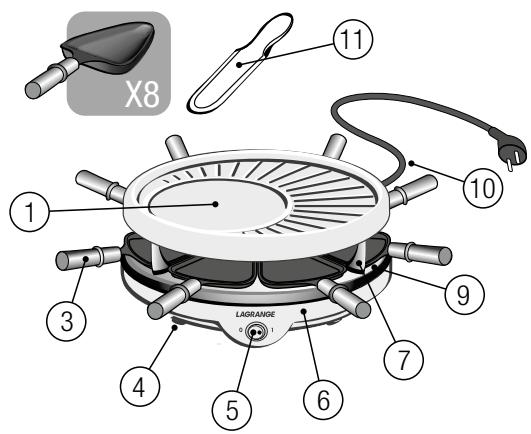 LAGRANGE RACLETTE 8 PIERRE 2 EN 1 129 014V - Raclette 8 - 1