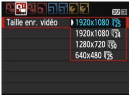 CANON EOS 1200D - MENU Réglage de la taille de l'enregistrement video - 1