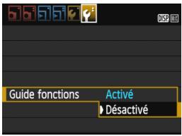CANON EOS 1200D - MENUDésactivation du guidefonctions - 1