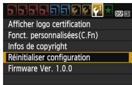 CANON EOS 1200D - MENU Rétabillisement des réglages par défaut de l'appareil photo - 1