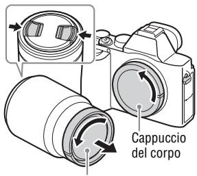 SONY ALPHA 7 - Rimuovere il cappuccio del corpo alla fotocamera e il copriobiettivo posteriore alla parte posteriore dell'obiettivo. - 1
