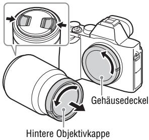 SONY ALPHA 7 - Nehmen Sie den Gehäusedeckel von der Kamera und die Hintere Objektivkappe von der Rückseite des Objektivs ab. - 1