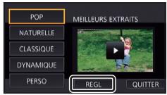 PANASONIC HC-V750 - Touchez [REGL] pour sélectionner l'élément à changer. - 1