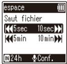 OLYMPUS WS-833 - Appuyez sur la touche + / - pour sélectionner [Saut fichier]. - 2