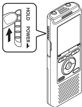 OLYMPUS WS-833 - Faites glisser le commutateur POWER/HOLD en position [HOLD]. - 1
