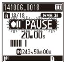 OLYMPUS WS-833 - Appuyez sur la touche REC (●) pendant l'enregistrement. - 2