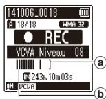 OLYMPUS WS 833 - Appuyez sur la touche▶l ou l▲ pour régler le niveau d'activation vocal. - 2
